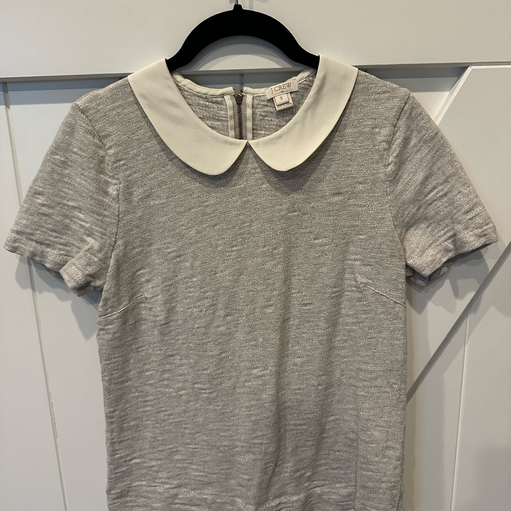 J. Crew Gray Top with Cream Collar